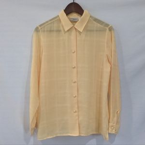 Liz Baker Petite Yellow Button Down Blouse Size 6